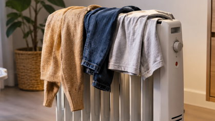 Cuidado com a roupa perto do aquecedor. Há uma distância que não deve ser ignorada
